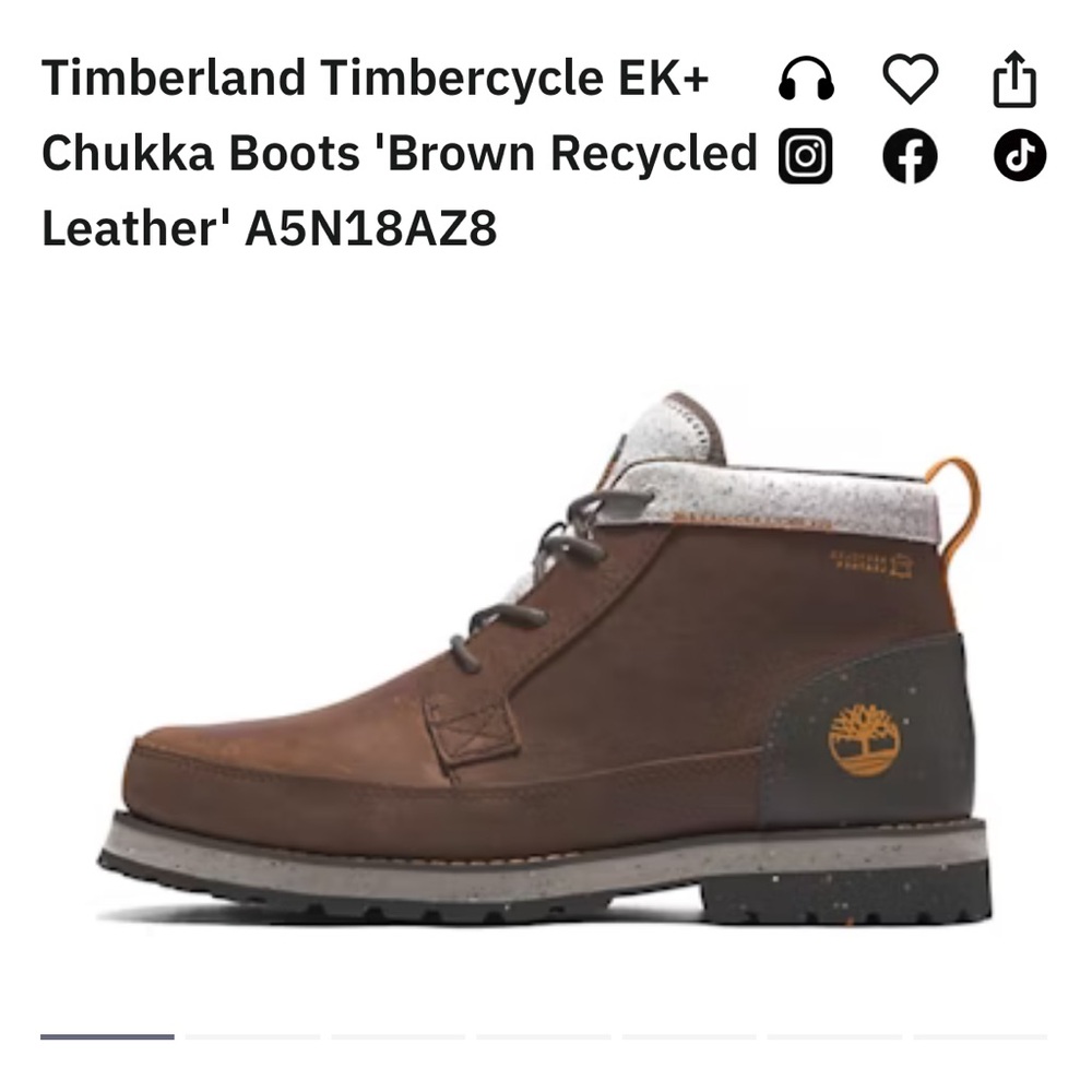 🆕Timberland Timbercycle EK+ Chukka Boots 'Brown Recycled Leather' SZ 9.5